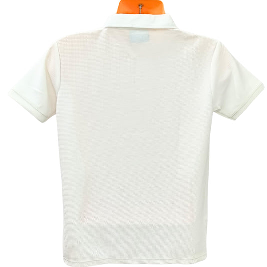 SOLID WHITE ZIPPER POLY MEN COLLAR HALF/S TSHIRT