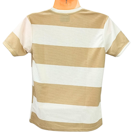 COFFEE CHECKED POLY MEN ROUND/N - HALF/S T-SHIRT