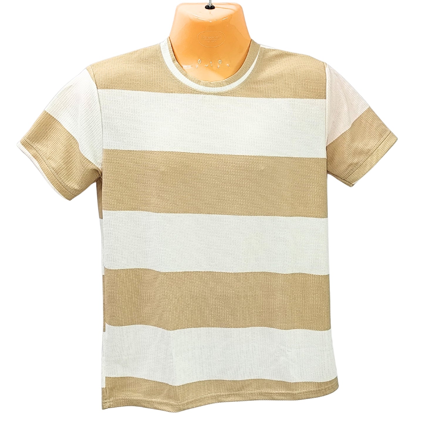 COFFEE CHECKED POLY MEN ROUND/N - HALF/S T-SHIRT