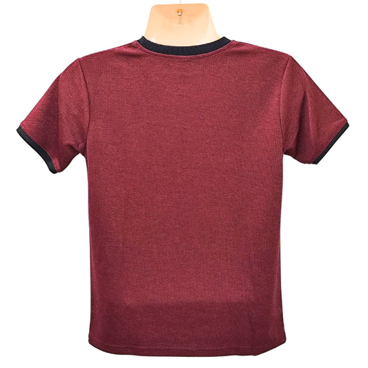 POLY MAROON MEN ROUND/N - HALF/S TSHIRT