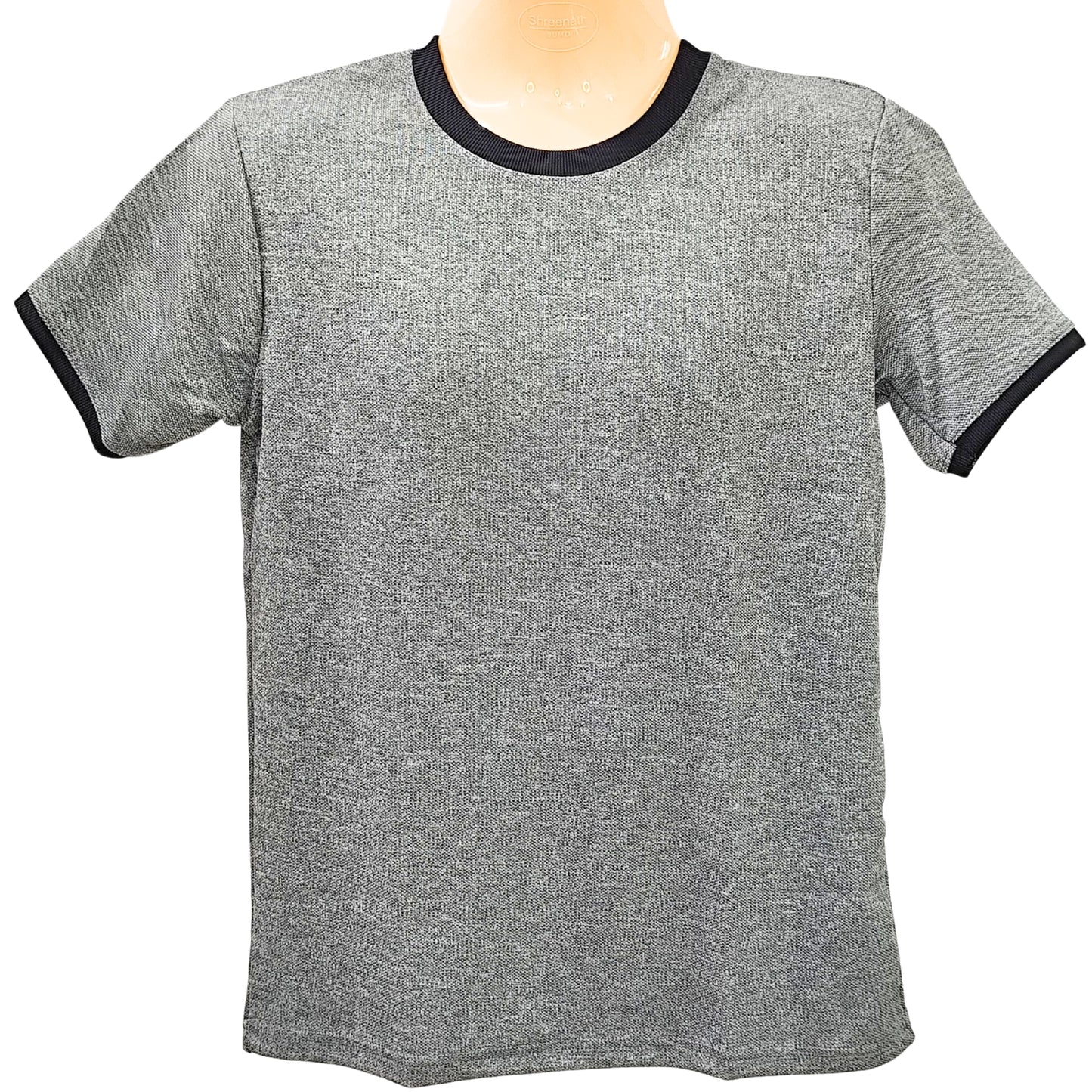 Poly Gray Men Round Neck Half/S Men T-shirt