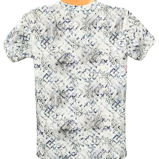 FLORAL MEN POLY ROUND/N HALF/S TSHIRT