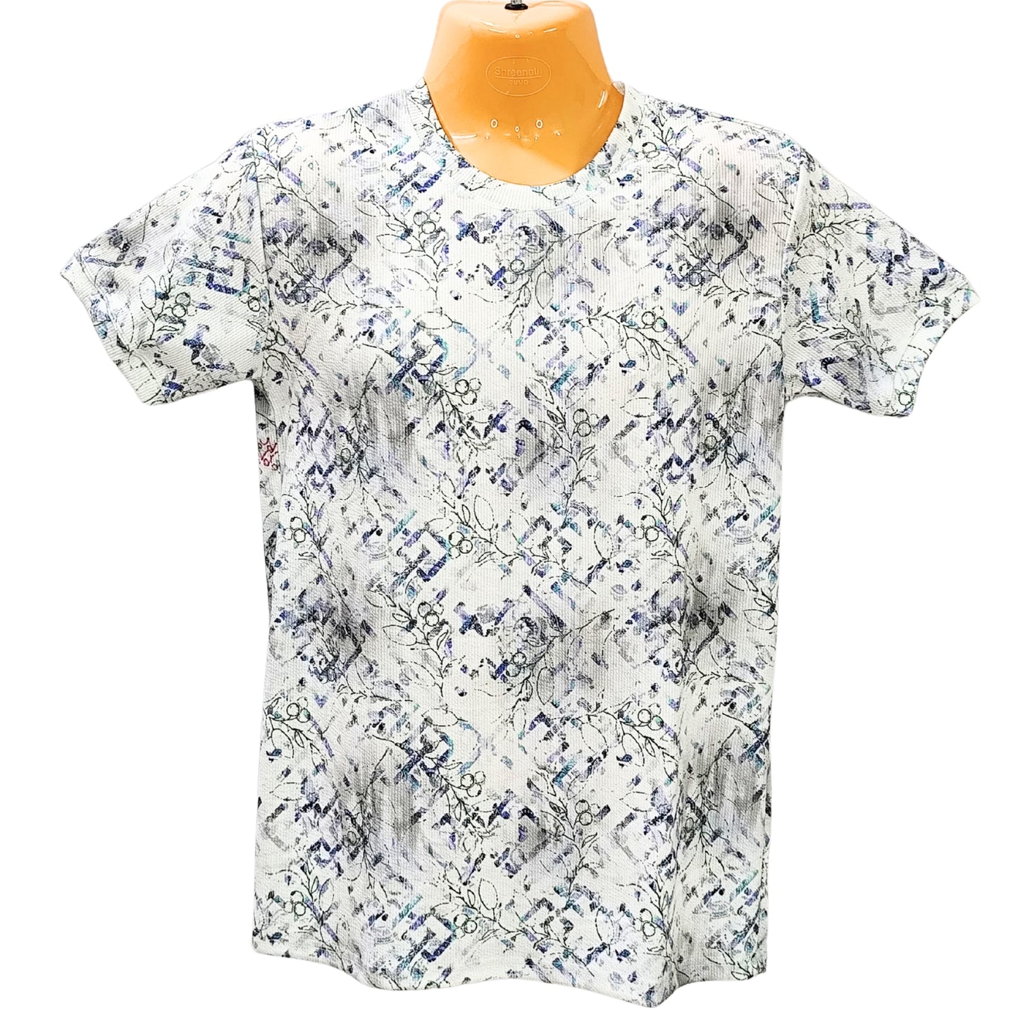 FLORAL MEN POLY ROUND/N HALF/S TSHIRT