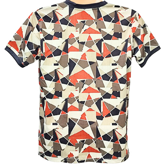 GEOMETRIC PRINT MEN POLY HALF/S ROUND/N TSHIRT