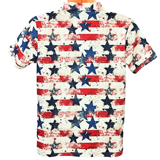 STAR PRINT POLY MEN COLLAR HALF/S TSHIRT