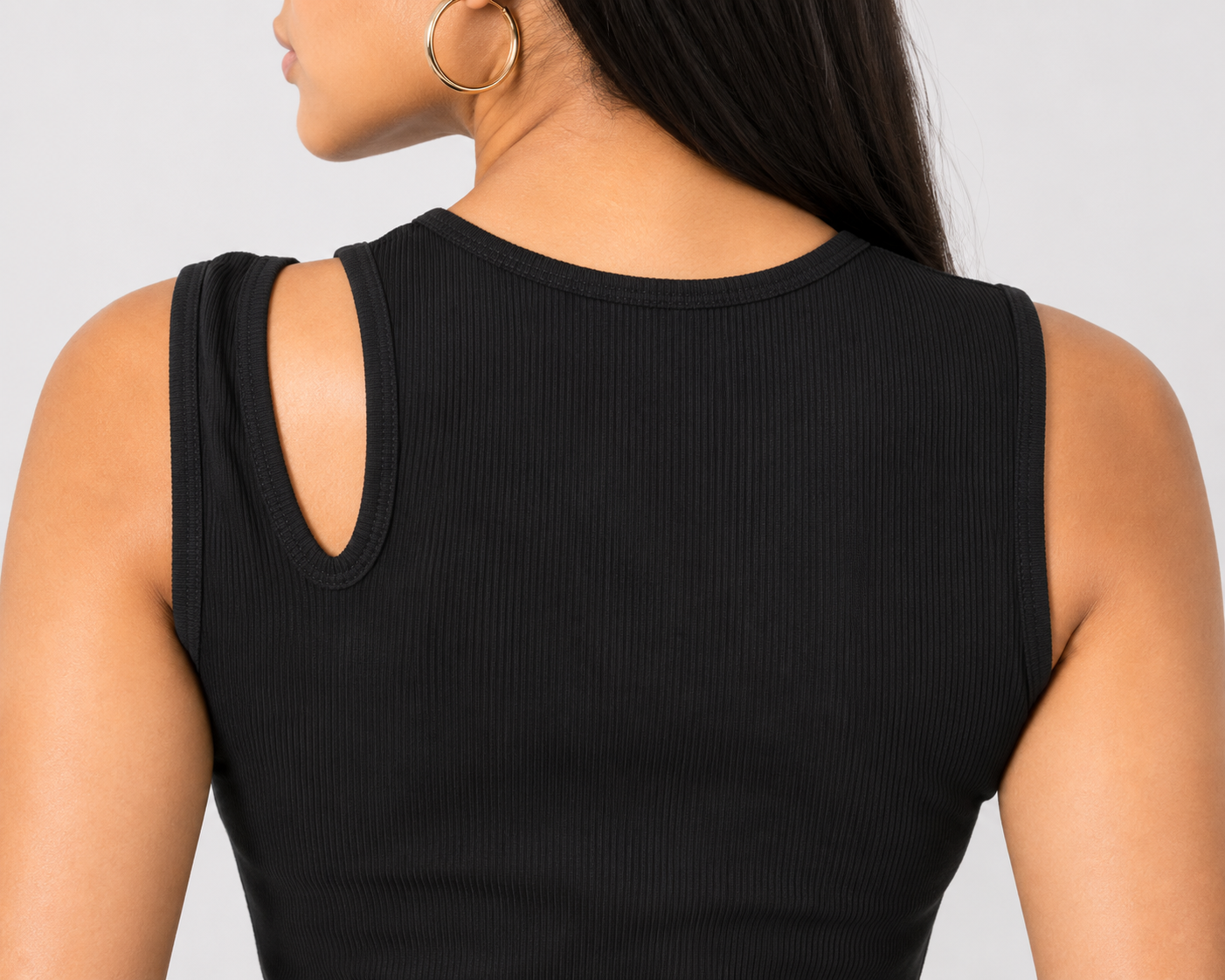 Women Black Asymmetrical Cut Out Crop Top |Fashfilo™