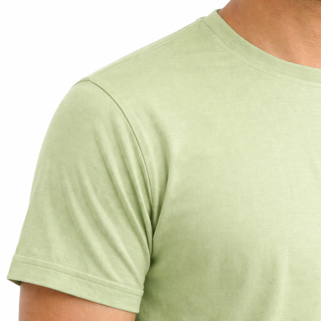 Men Typography Print Round Neck Cotton Casual Light Green Tshirt