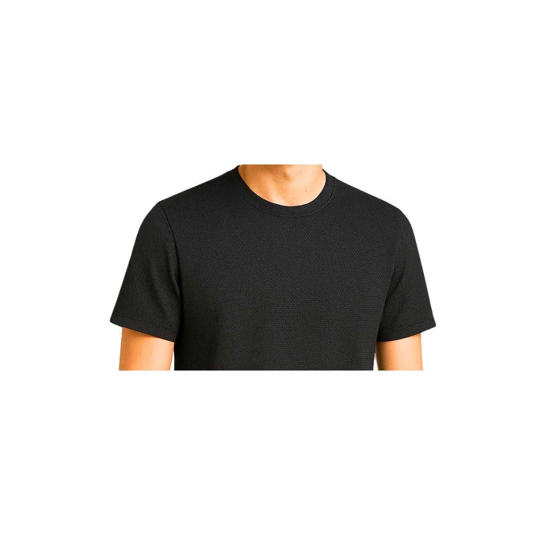 Men Mosaic Solid Black Round Neck Polyester Casual Tshirt