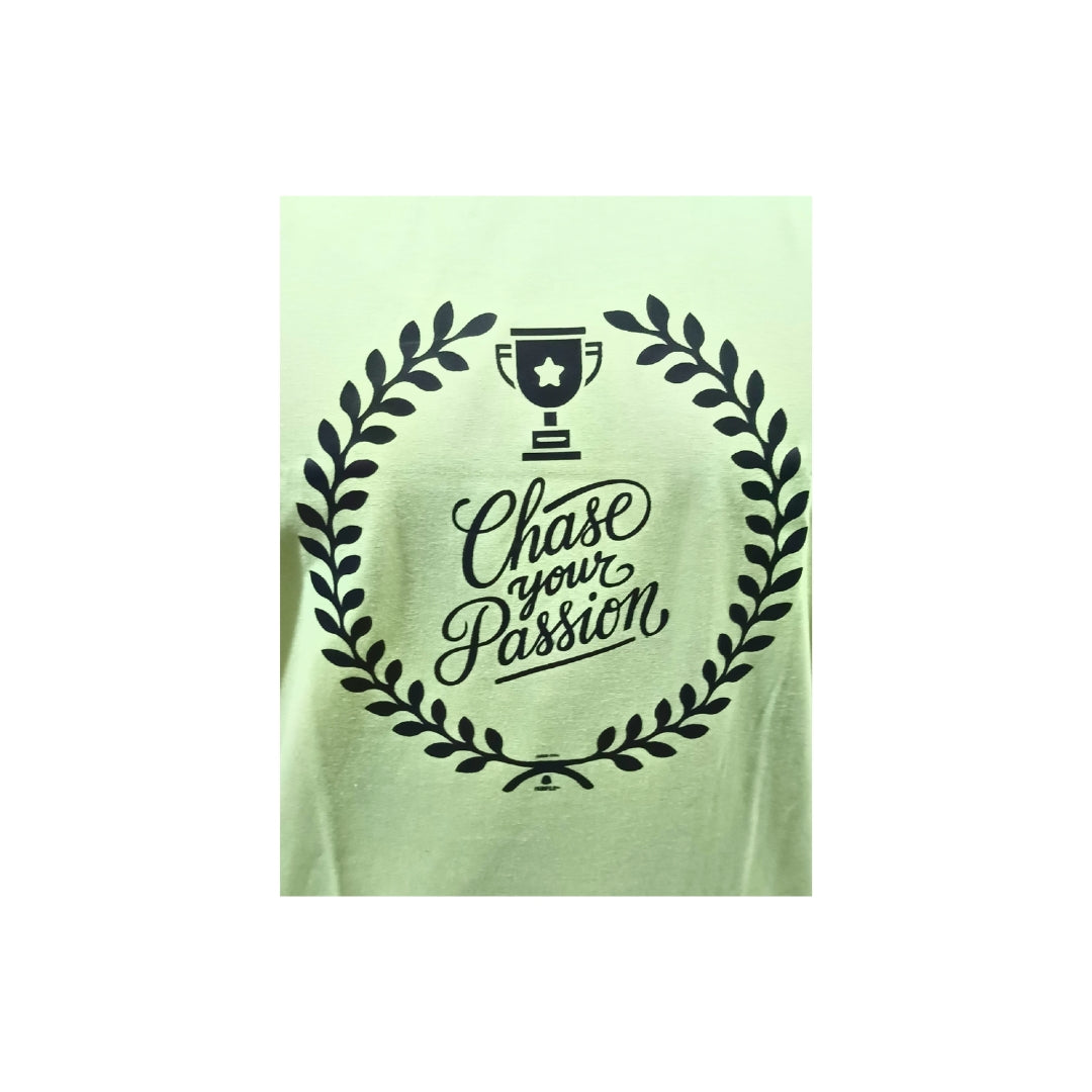 Men Typography Print Round Neck Cotton Casual Light Green Tshirt