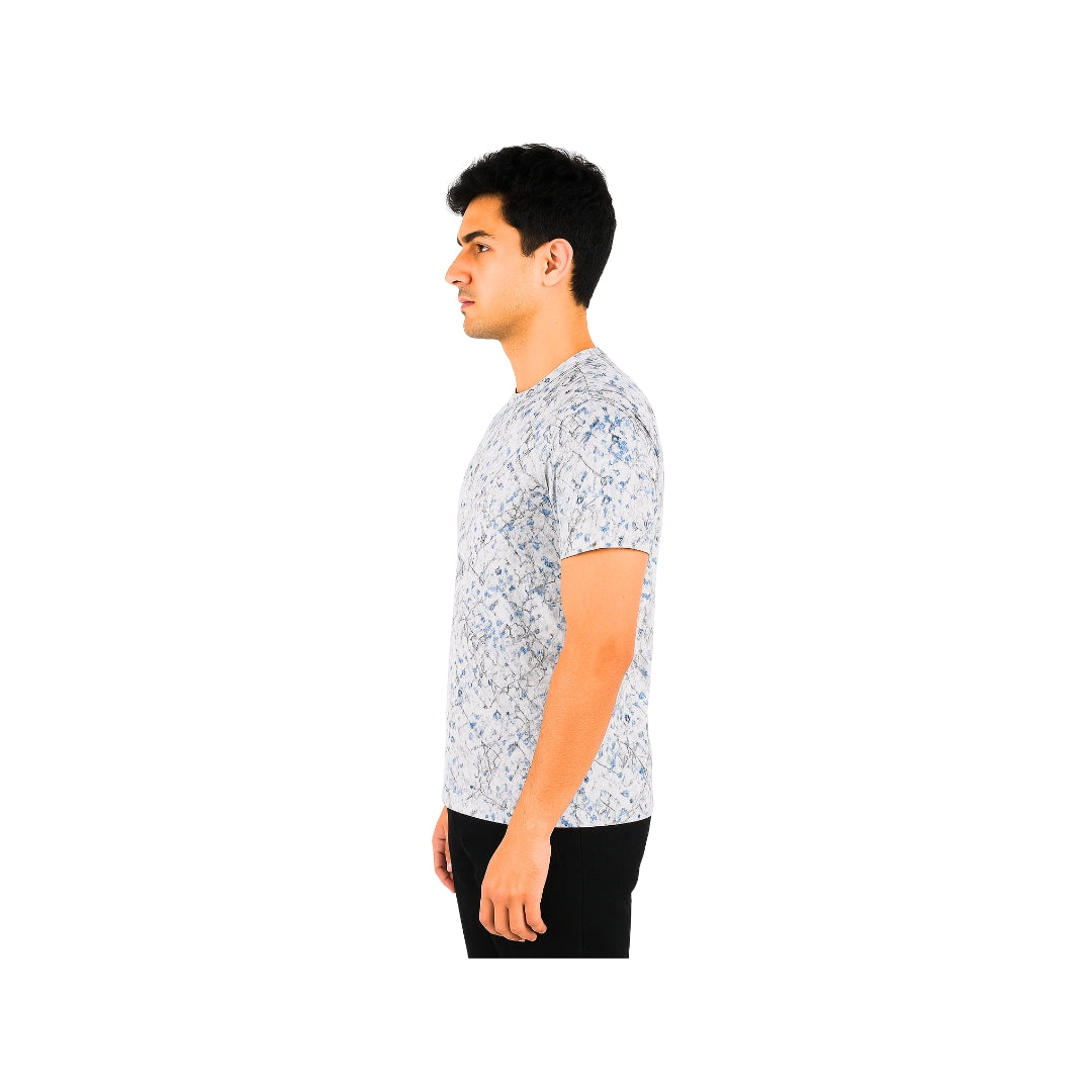 Men Funky Floral Print Round Neck Polyester Casual Tshirt