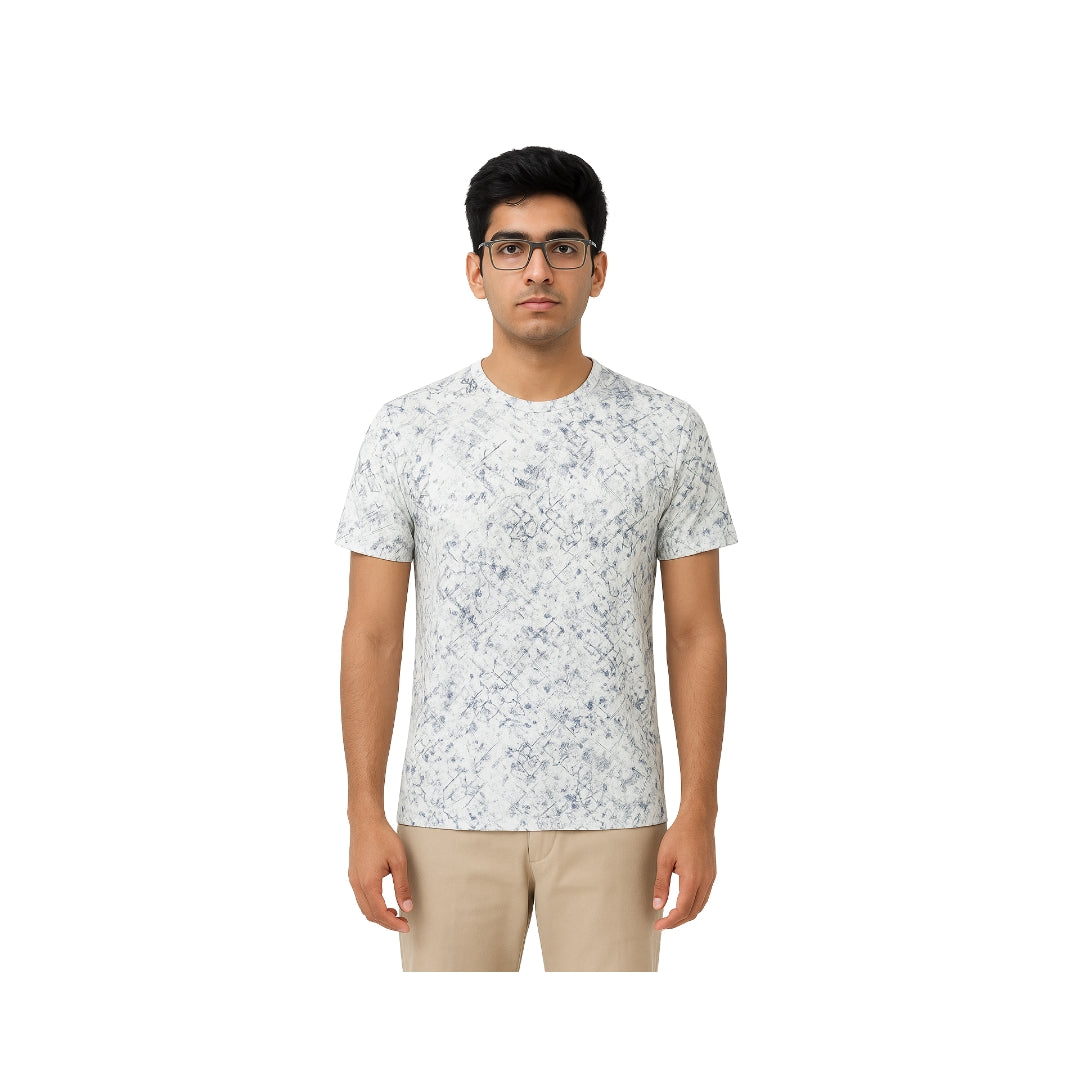 Men Funky Floral Print Round Neck Polyester Casual Tshirt