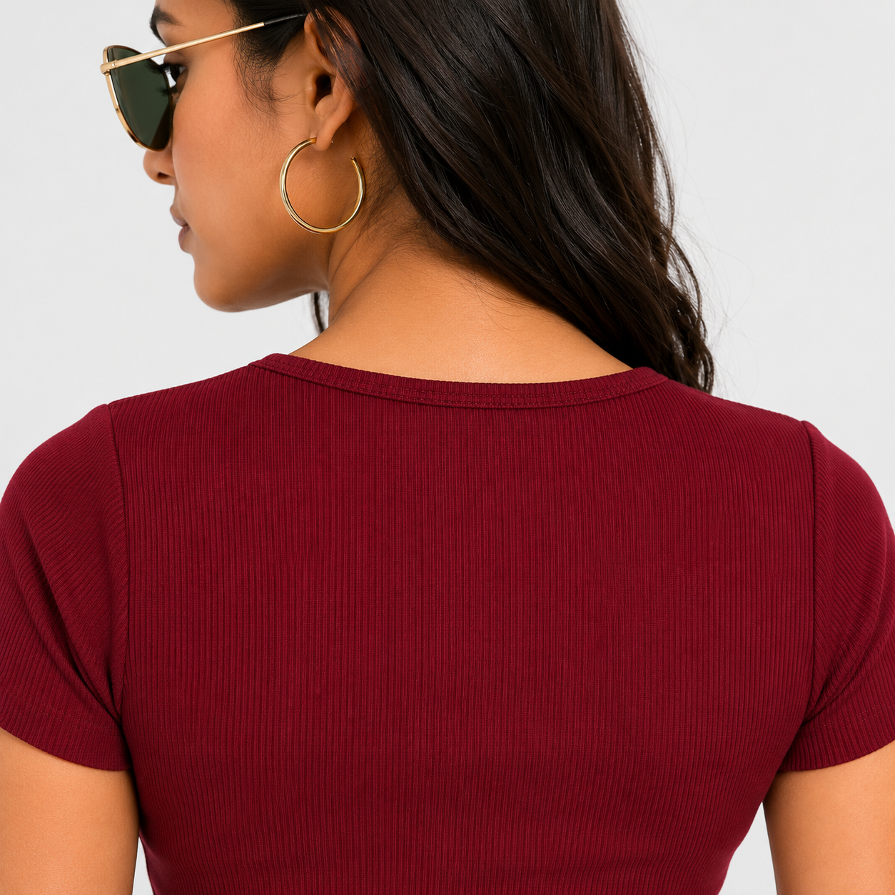 Women's Maroon Square Neck Crop Top