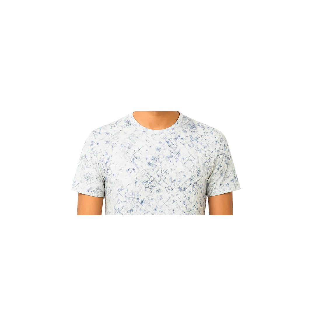 Men Funky Floral Print Round Neck Polyester Casual Tshirt