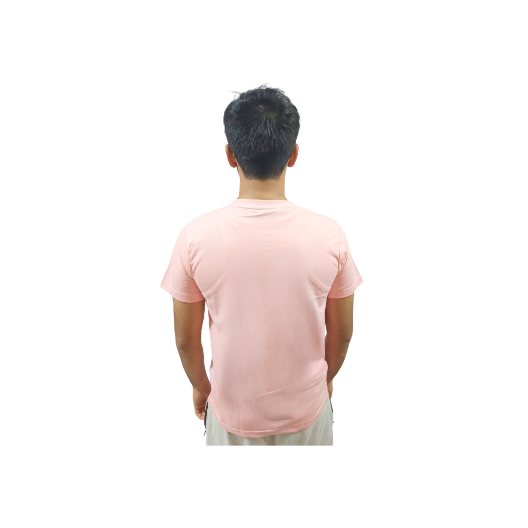 Men Typography Print Round Neck Cotton Casual Peach Tshirt