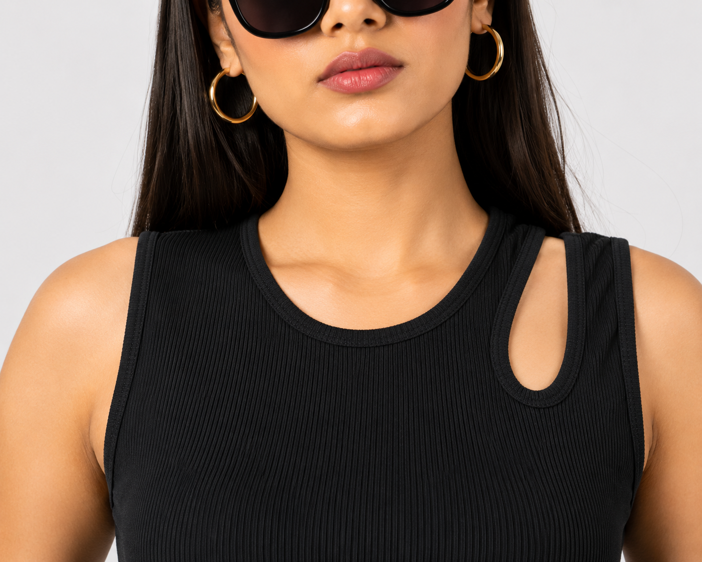 Women Black Asymmetrical Cut Out Crop Top |Fashfilo™