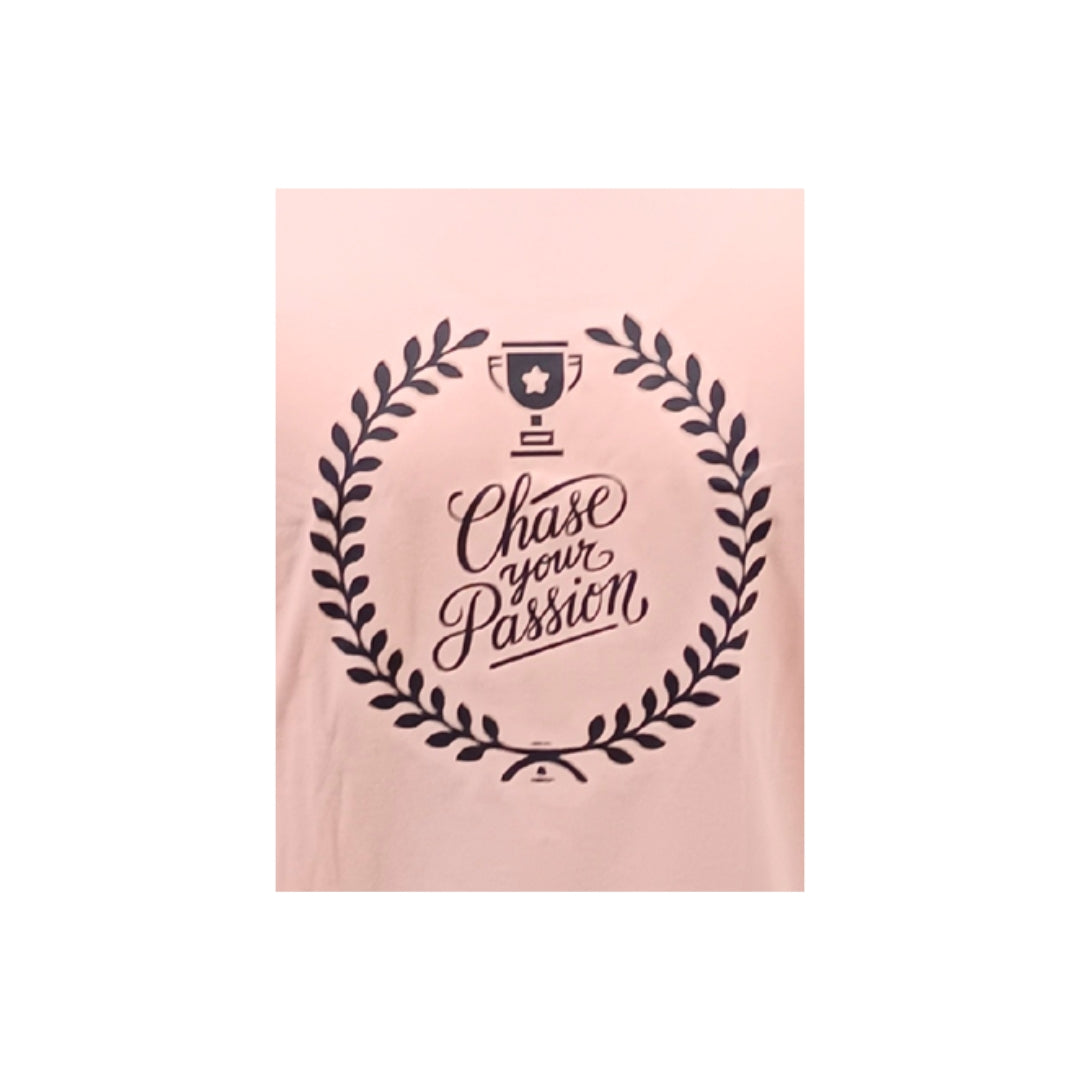 Men Typography Print Round Neck Cotton Casual Peach Tshirt