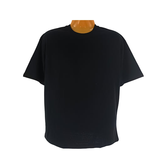 MEN HUNKY COTTON ROUND NECK TSHIRT - SOLID BLACK