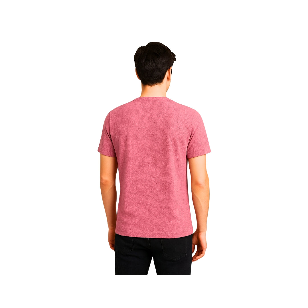 Men Funky Mosaic Solid Pink Round Neck Polyester Casual Tshirt