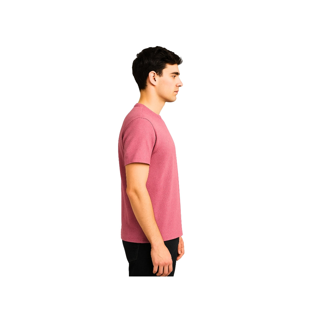 Men Funky Mosaic Solid Pink Round Neck Polyester Casual Tshirt