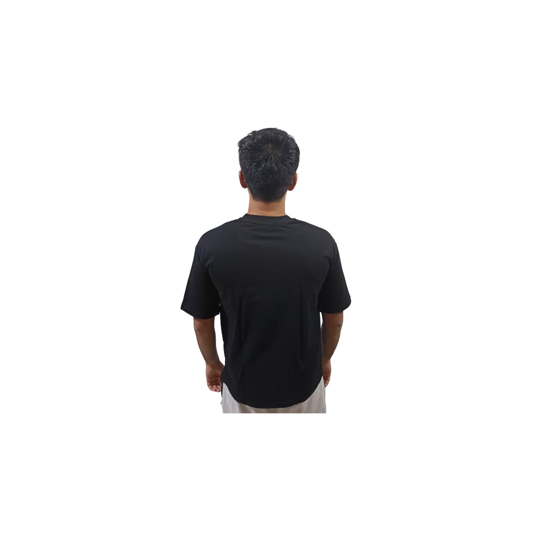 Men Solid Black Round Neck Cotton Casual Tshirt