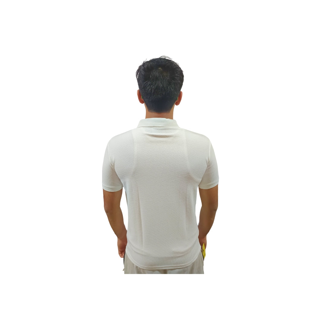 Men Mosaic Solid White Zipper Polo Polyester Casual Tshirt