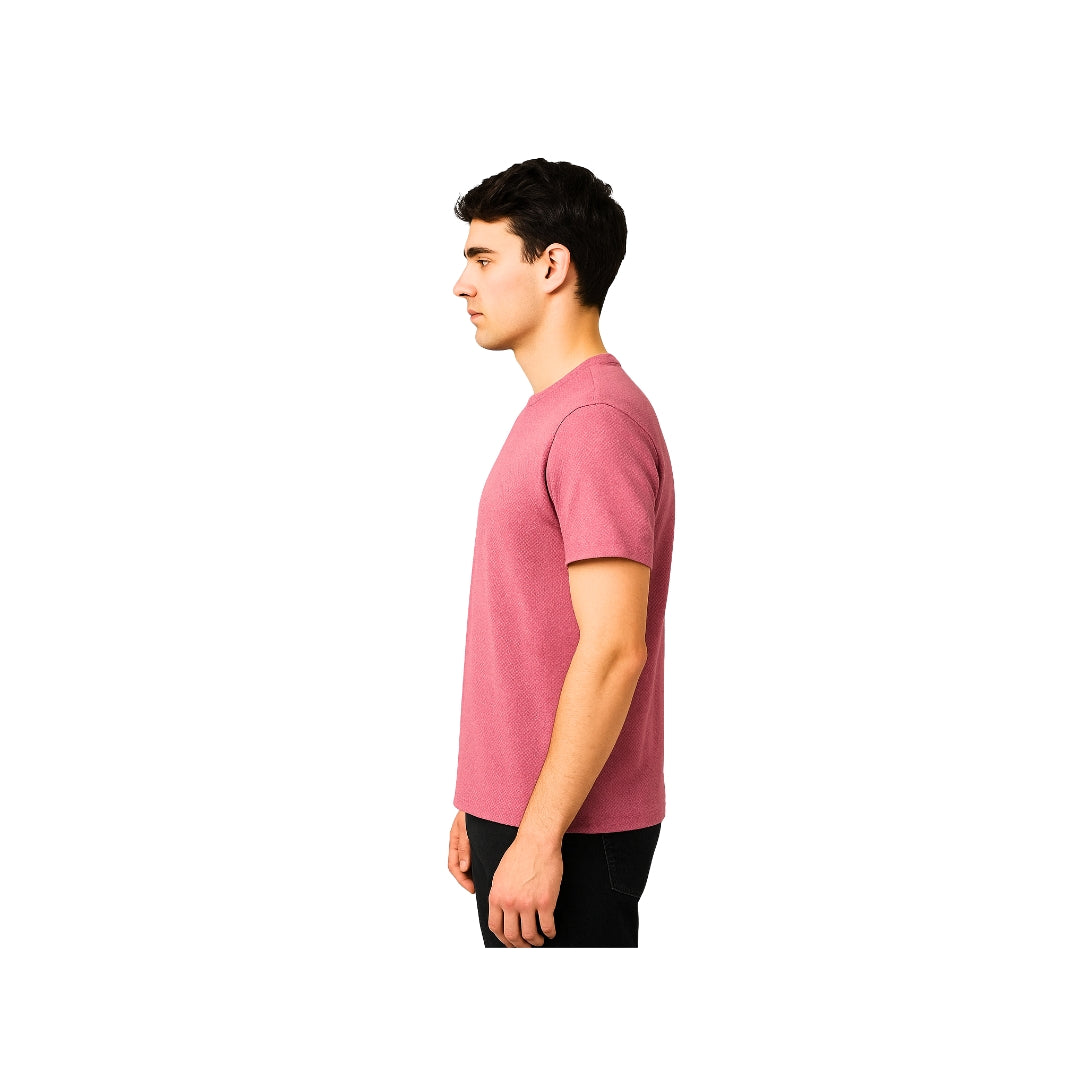 Men Funky Mosaic Solid Pink Round Neck Polyester Casual Tshirt