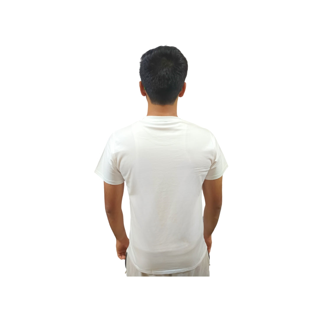Men Solid White Round Neck Cotton Casual Tshirt