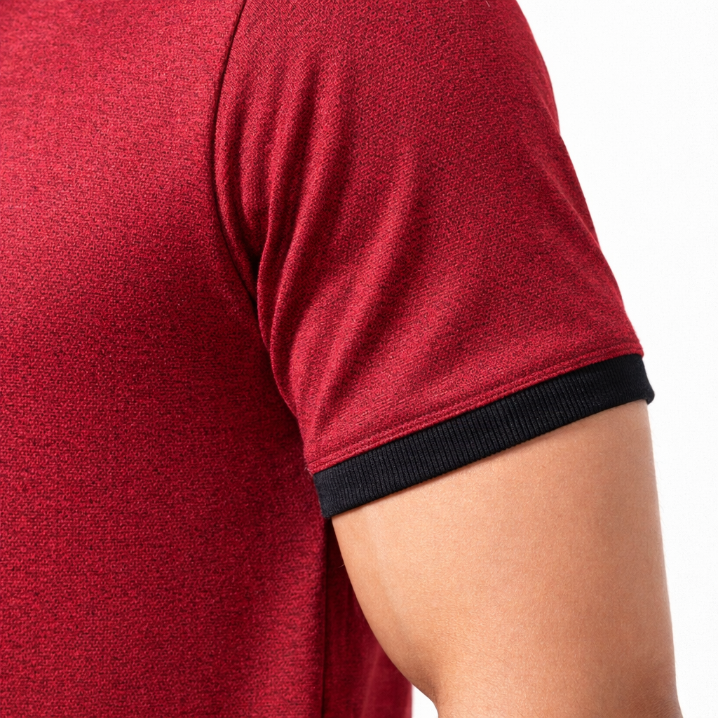 Men Solid Maroon Round Neck Polyester Gym Tshirt