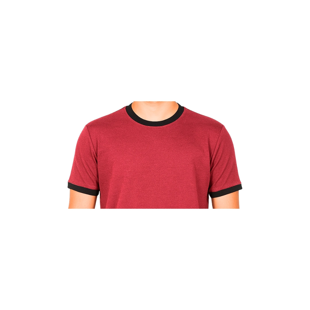 Men Solid Maroon Round Neck Polyester Gym Tshirt