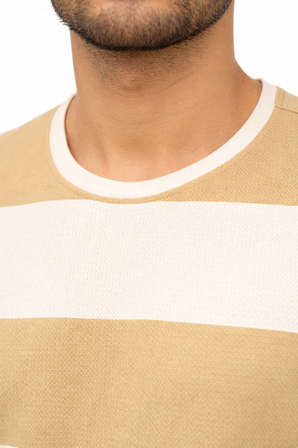 Men Stripped Print Round Neck Polyester Casual Tshirt
